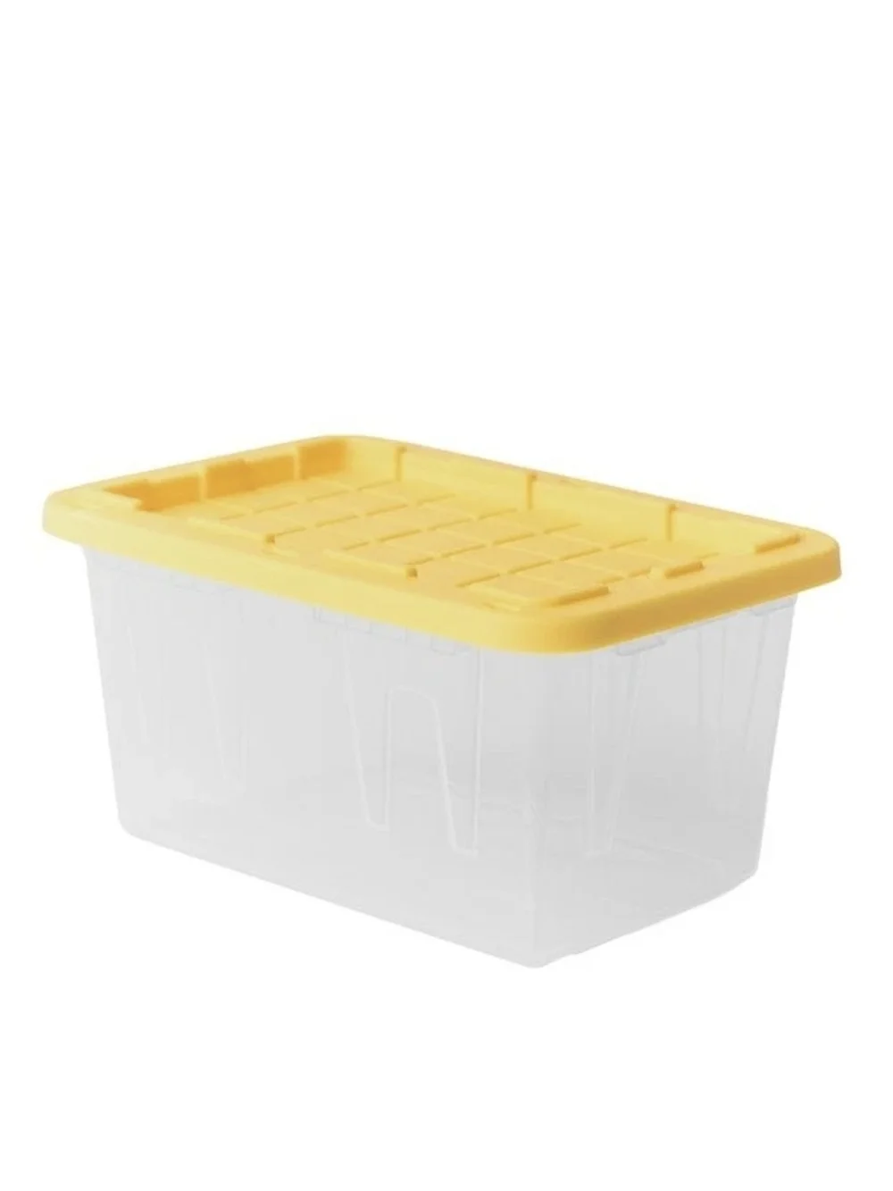 Set of 2 Lowe's Teeny Tote MINI Clear Plastic Totes with Yellow Lids Storage NEW